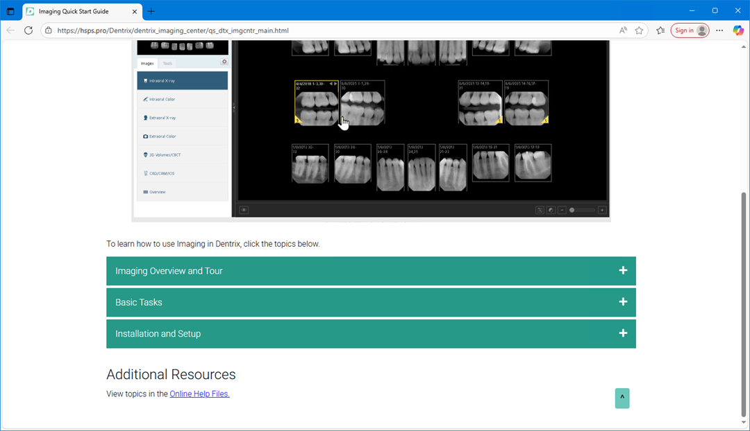 Viewing the Dentrix Imaging Quick Start Guide