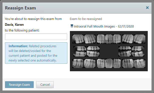Reassigning images to a different patient
