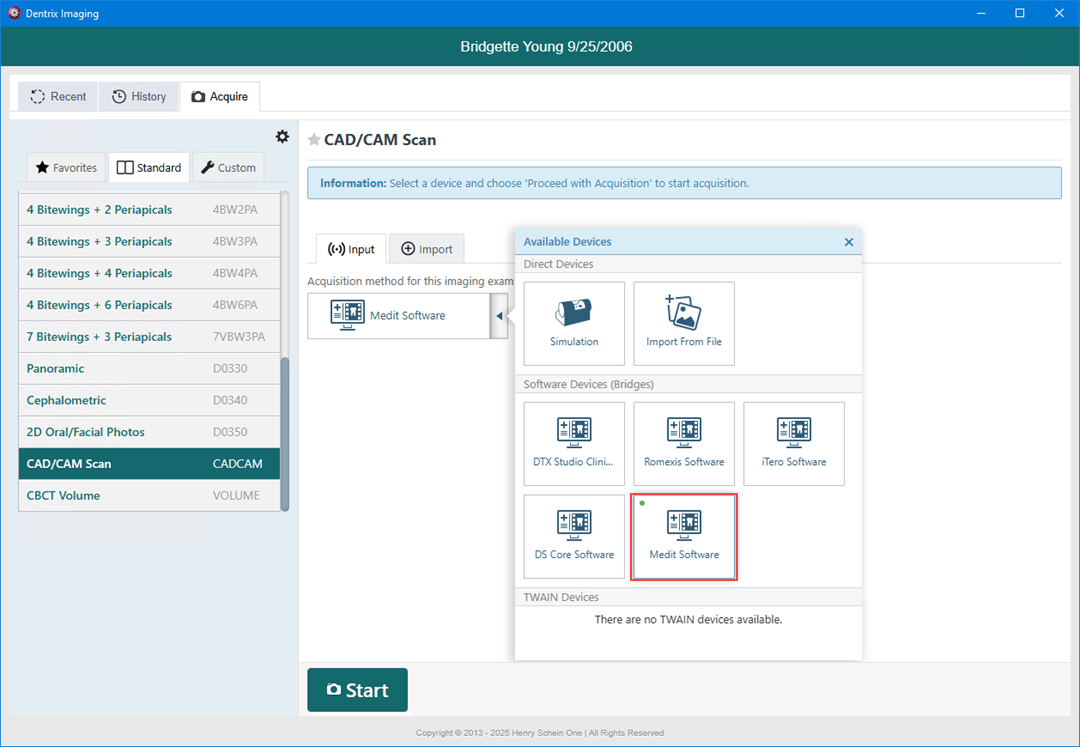 Setting up the Medit software bridge