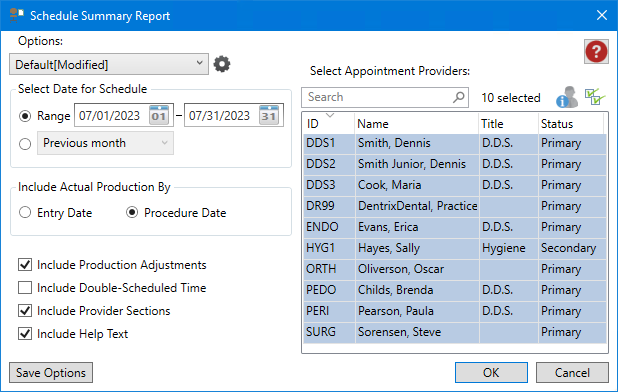 Running a Schedule Summary Report