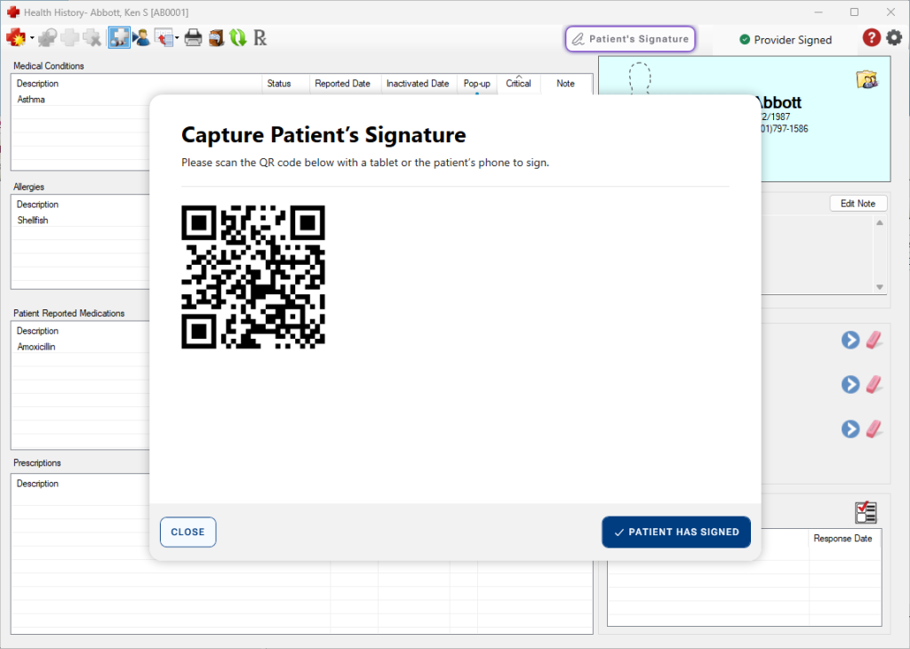 Obtaining patient approval of health history updates