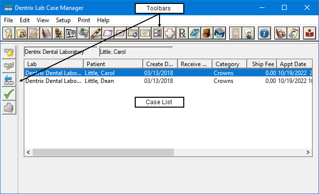 The Lab Case Manager window