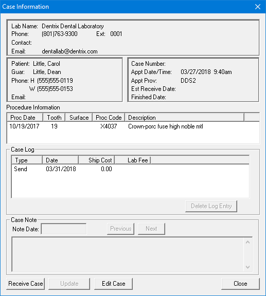 Viewing lab case information