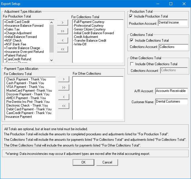 Setting up the DXPort export options