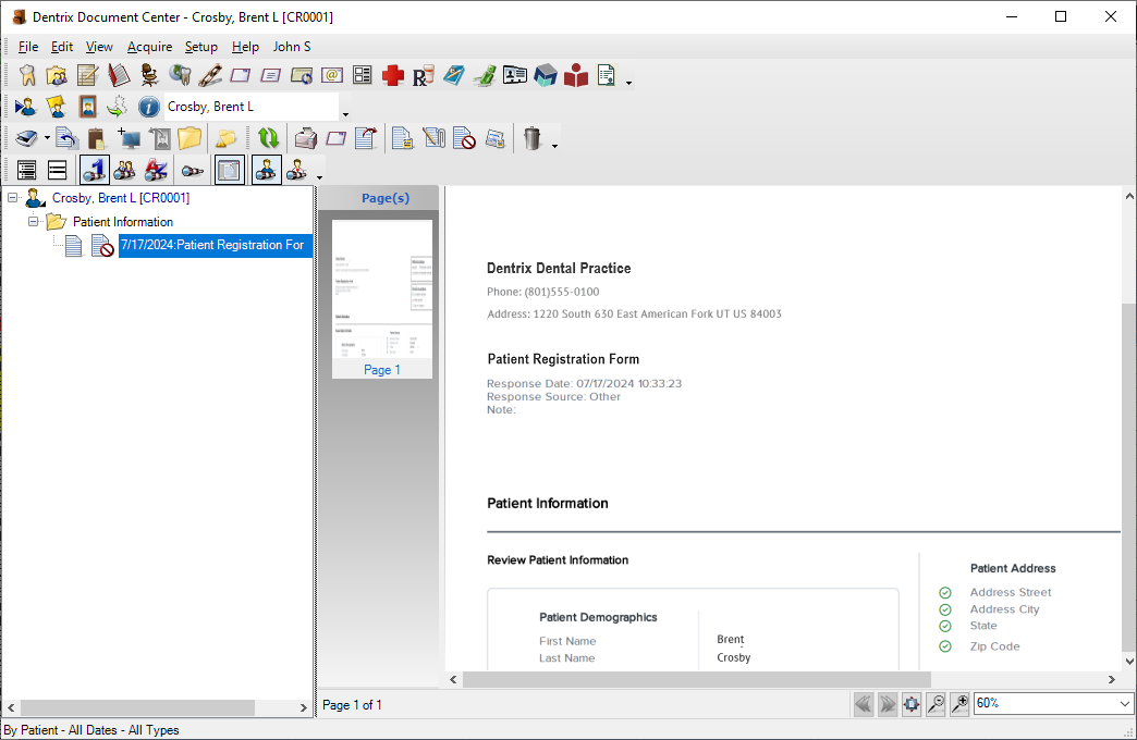 Viewing Patient Forms status in the Appointment Book