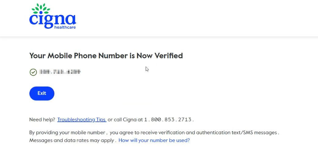 Cigna number verified