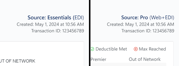 Examples of the upper right corners of two different responses