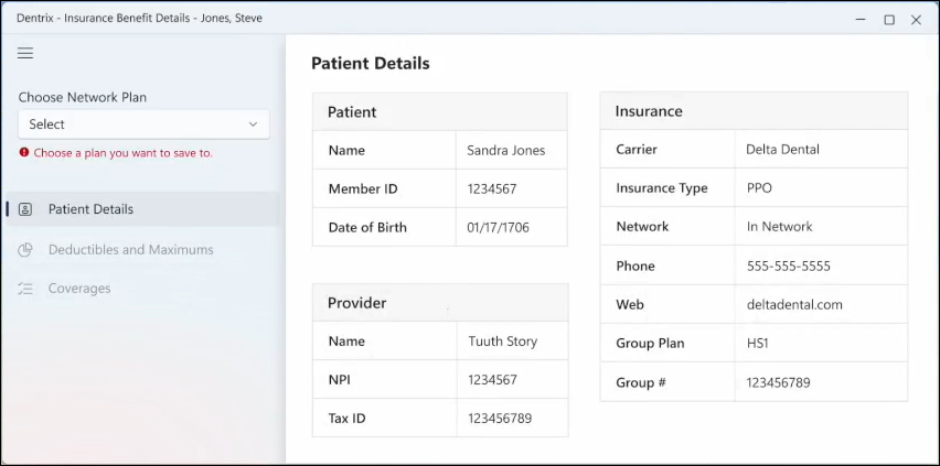 Image of the Import Insurance Benefit Details window