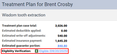 Image of the Tx Planner with an Eligibility Verification link
