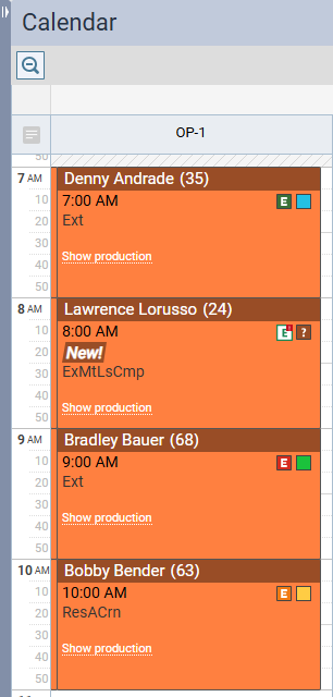 Image of appointments with the eligibility icons displayed