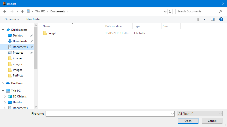 Importing documents from file