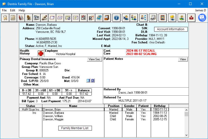 The Family File window