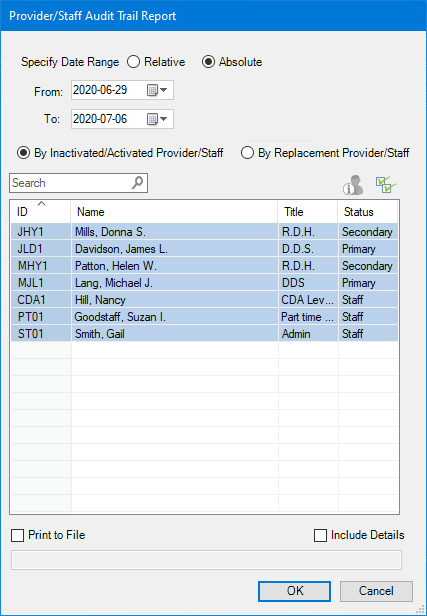 Provider Staff Files Office Manager - Printing the Provider/Staff Audit Trail Report