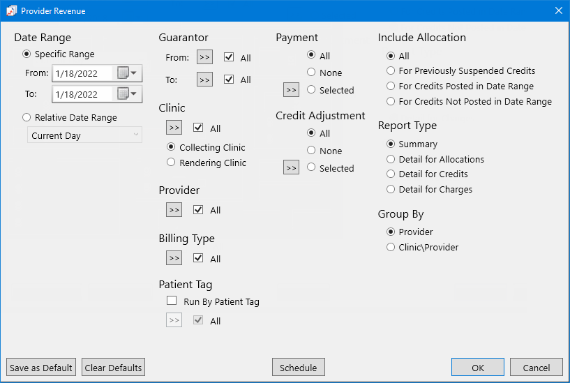 Provaider Tri Provider Revenue Report