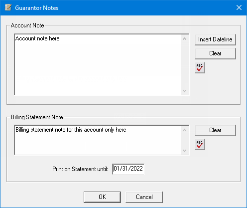 Working with billing statement notes