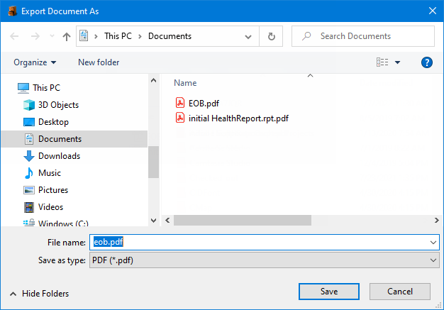 Exporting documents