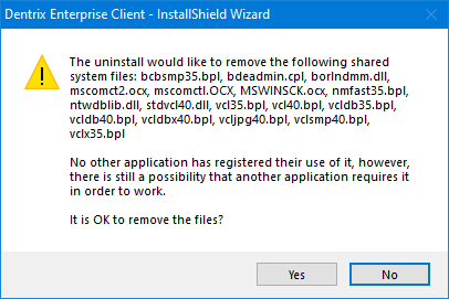 Client uninstall