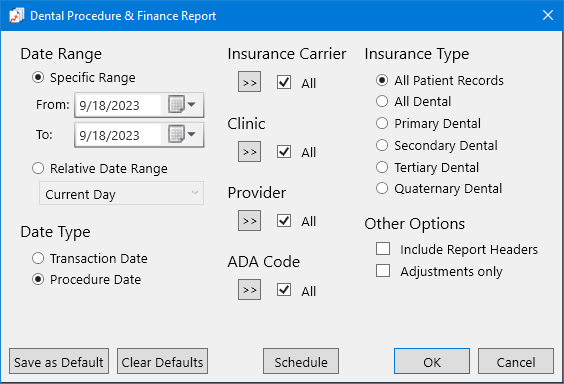 Dental Procedure & Finance Report