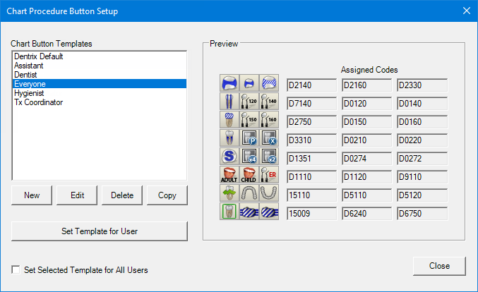 Assigning a procedure button template to users