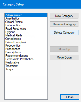 Setting up clinical note template categories