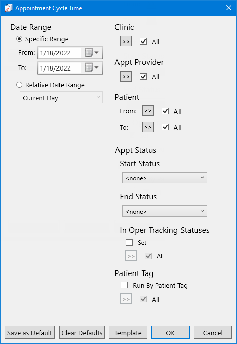 Timeout Dialog Box Appointment Cycle Time Report