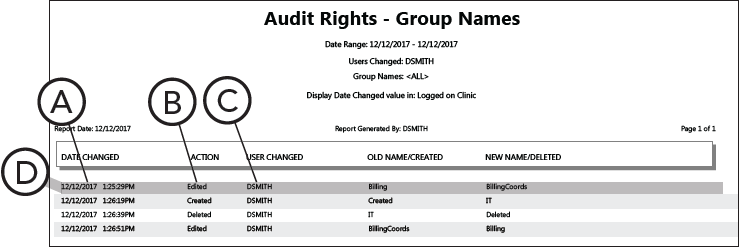 Reporting Group Names Audit Rights - Group Names Report