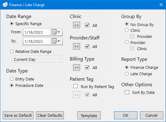 Finance / Late Charge Report