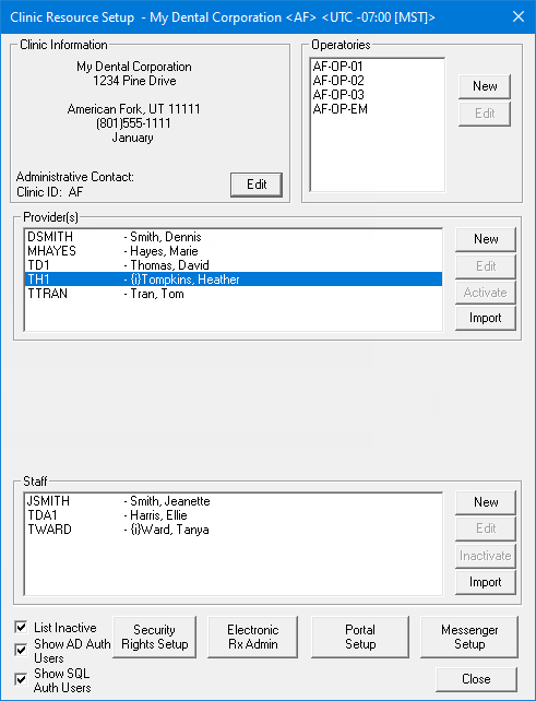 Inactivate Dialog Box Inactivating or reactivating providers