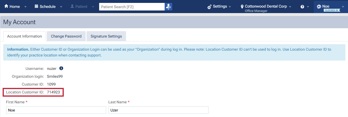 Dentrix Ascend customer number location