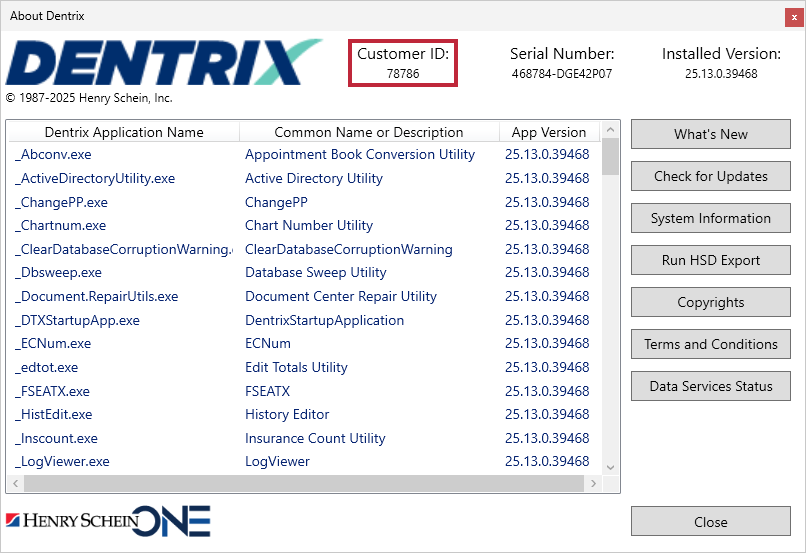 Dentrix customer number location