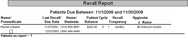 Recall reports
