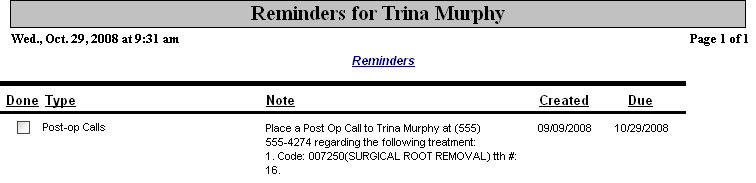 Printing reminder notes