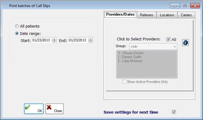 Pre-registration Call Slips