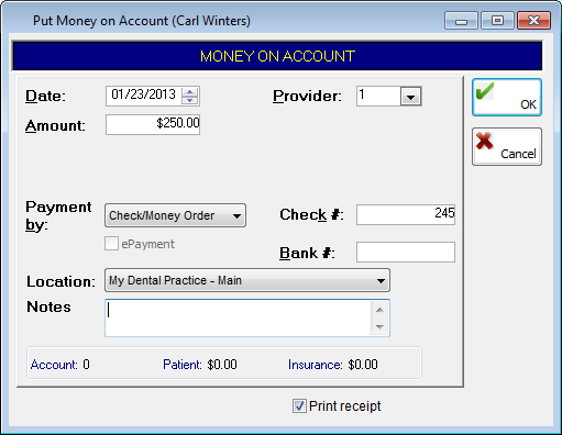Posting on account amounts