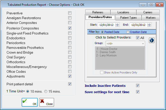Tabulated Production Report